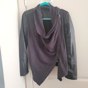 Faux leather jacket with Faux suede front